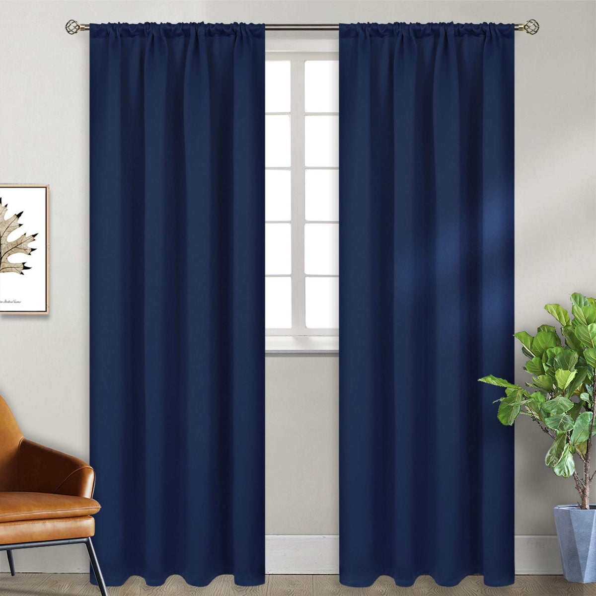 BGment Black Blackout Curtains 40 Inches Long for Kitchen Window 2 Panels