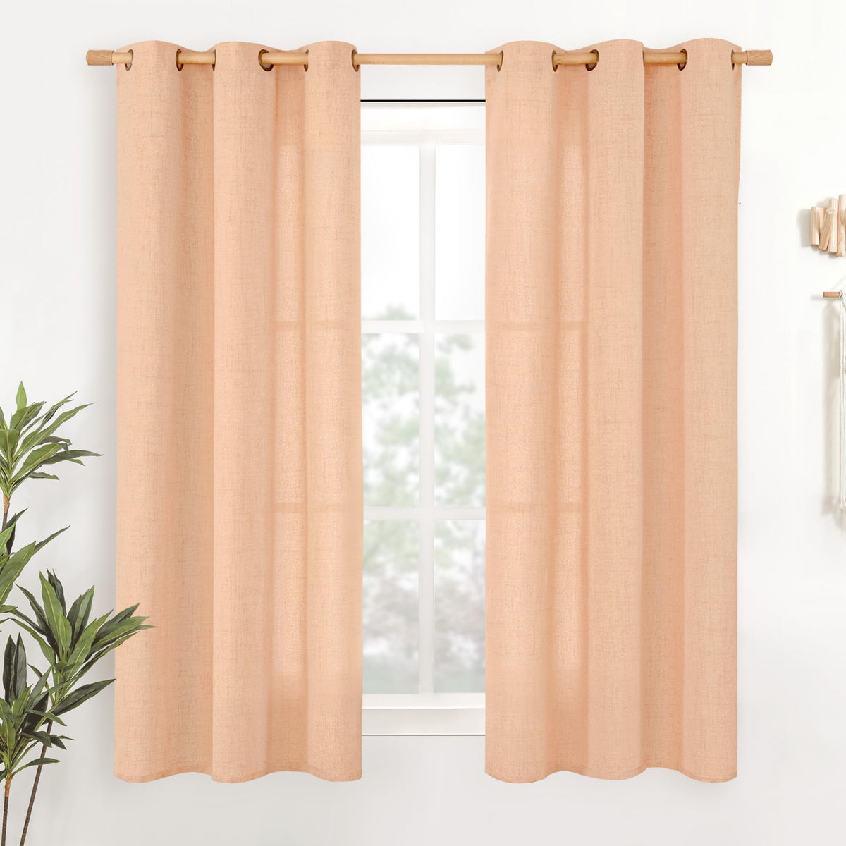 YoungsTex Linen Kitchen Window Curtains 40 Inch Length 2 Panels