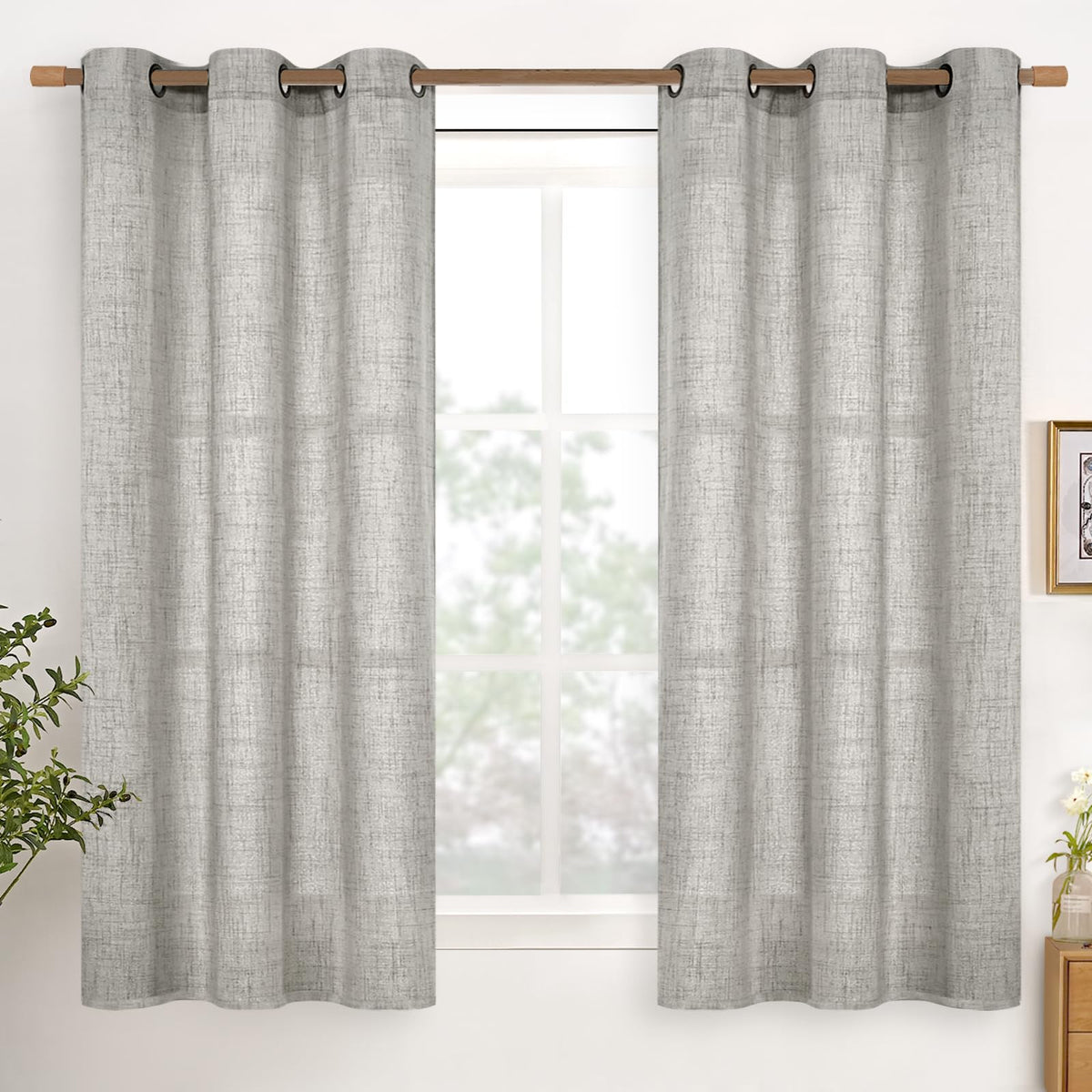 YoungsTex Linen Kitchen Window Curtains 40 Inch Length 2 Panels