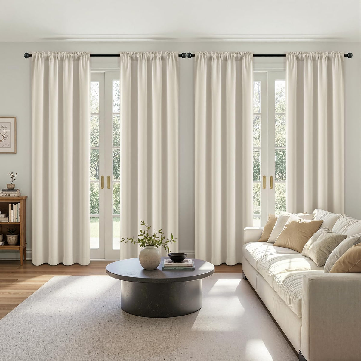 MIULEE Short 36 Inch Blackout Kitchen Window Curtain Black Set of 4 Panels