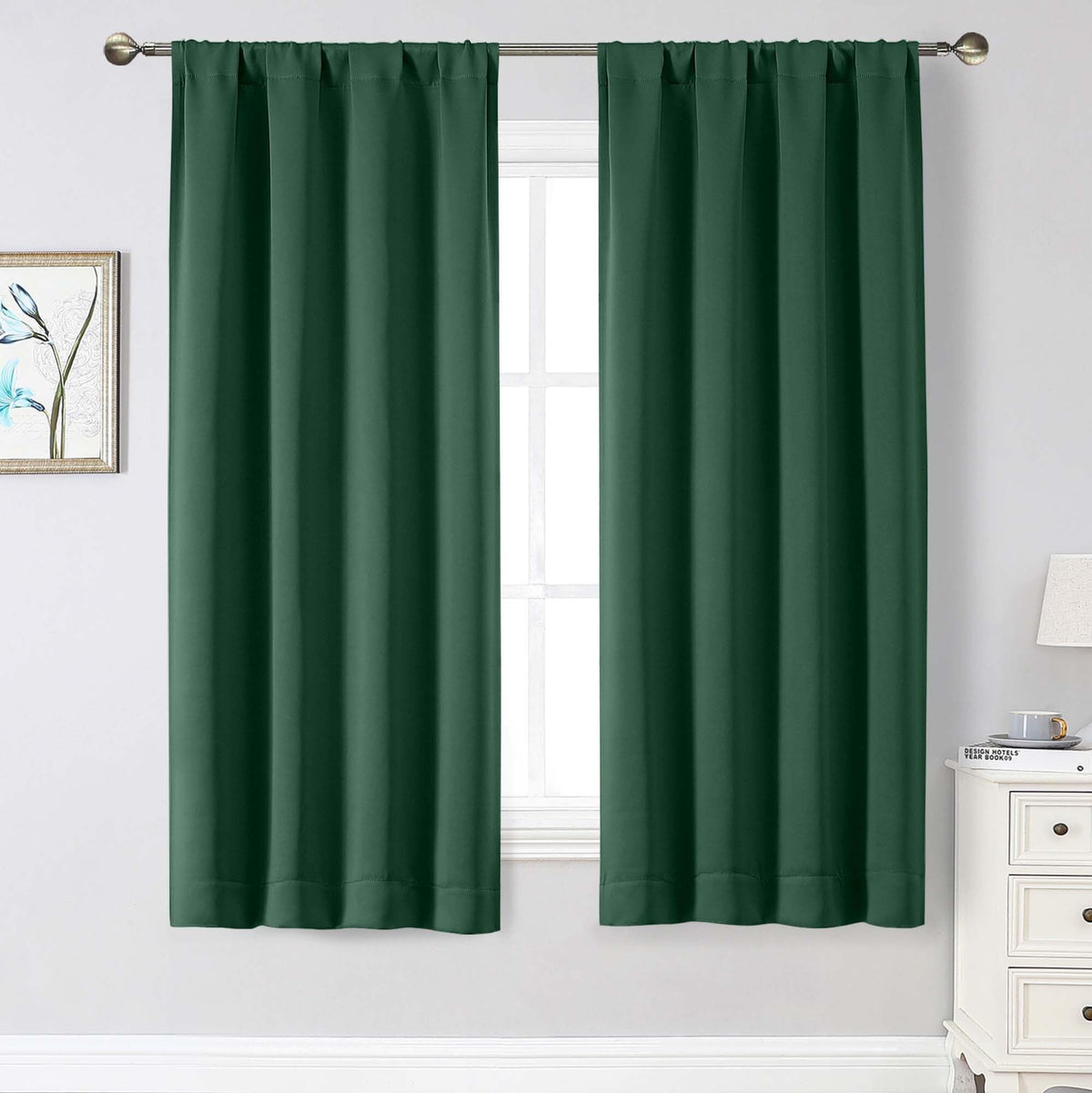 Black Cafe Blackout Curtains 36 Inch Length 2 Panels Set, Soft Solid Thermal Insulated Room Darkening Small Window Curtains for Kitchen Bathroom Basement, Black, Each, 40" Wx36 L