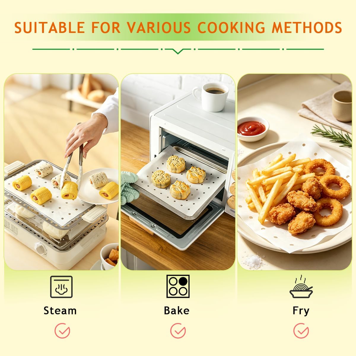 100 Pcs Steamer Liner, Perforated Disposable Steamer Paper, Food-Grade Non-Stick Parchment Liners for Steaming Buns, Dumplings Steamer Mats for Steam Pots (7.87"×11.8")