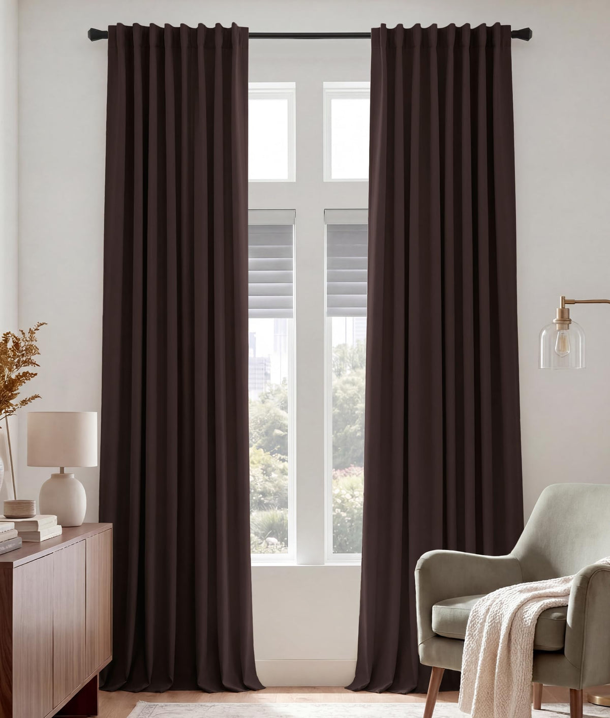 PONY DANCE Black Kitchen Blackout Curtains Over Sink, W 42 x L 45 inches