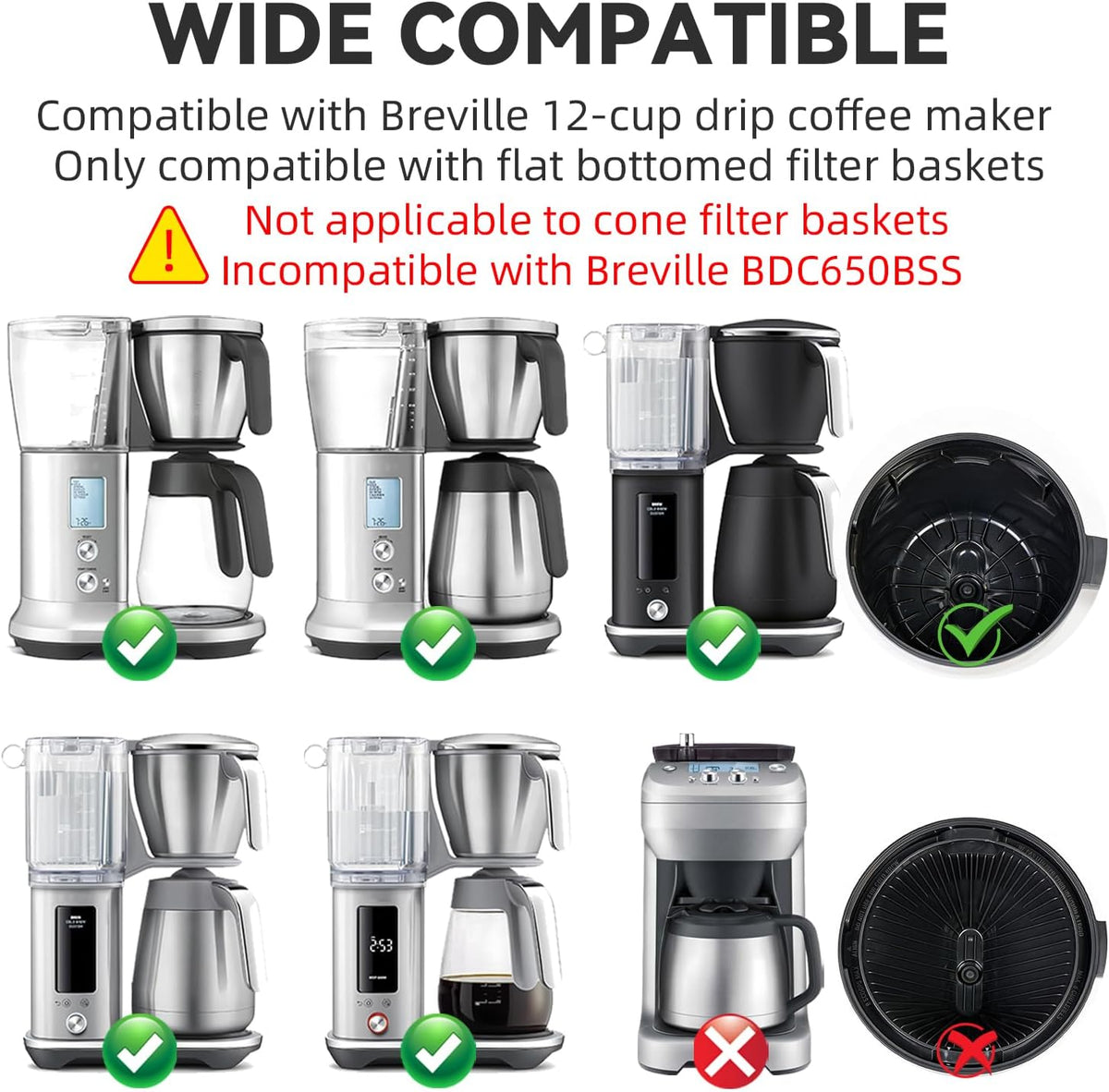 200 Pcs Disposable Large Coffee Filters for Breville Coffee Maker 12-Cup