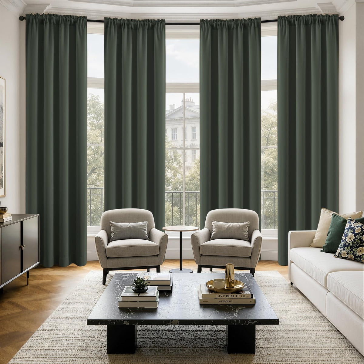 MIULEE Short 36 Inch Blackout Kitchen Window Curtain Black Set of 4 Panels