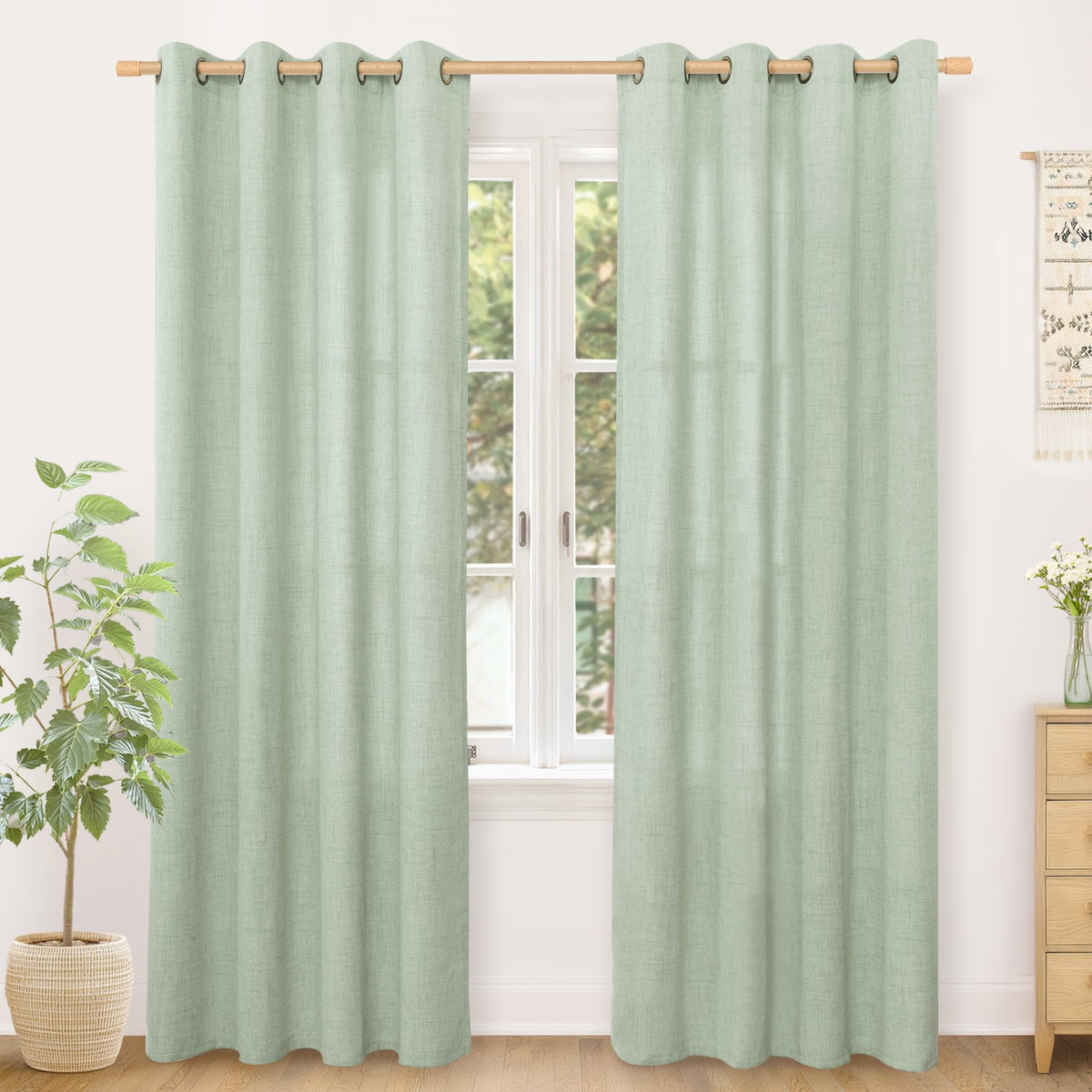 YoungsTex Linen Kitchen Window Curtains 40 Inch Length 2 Panels
