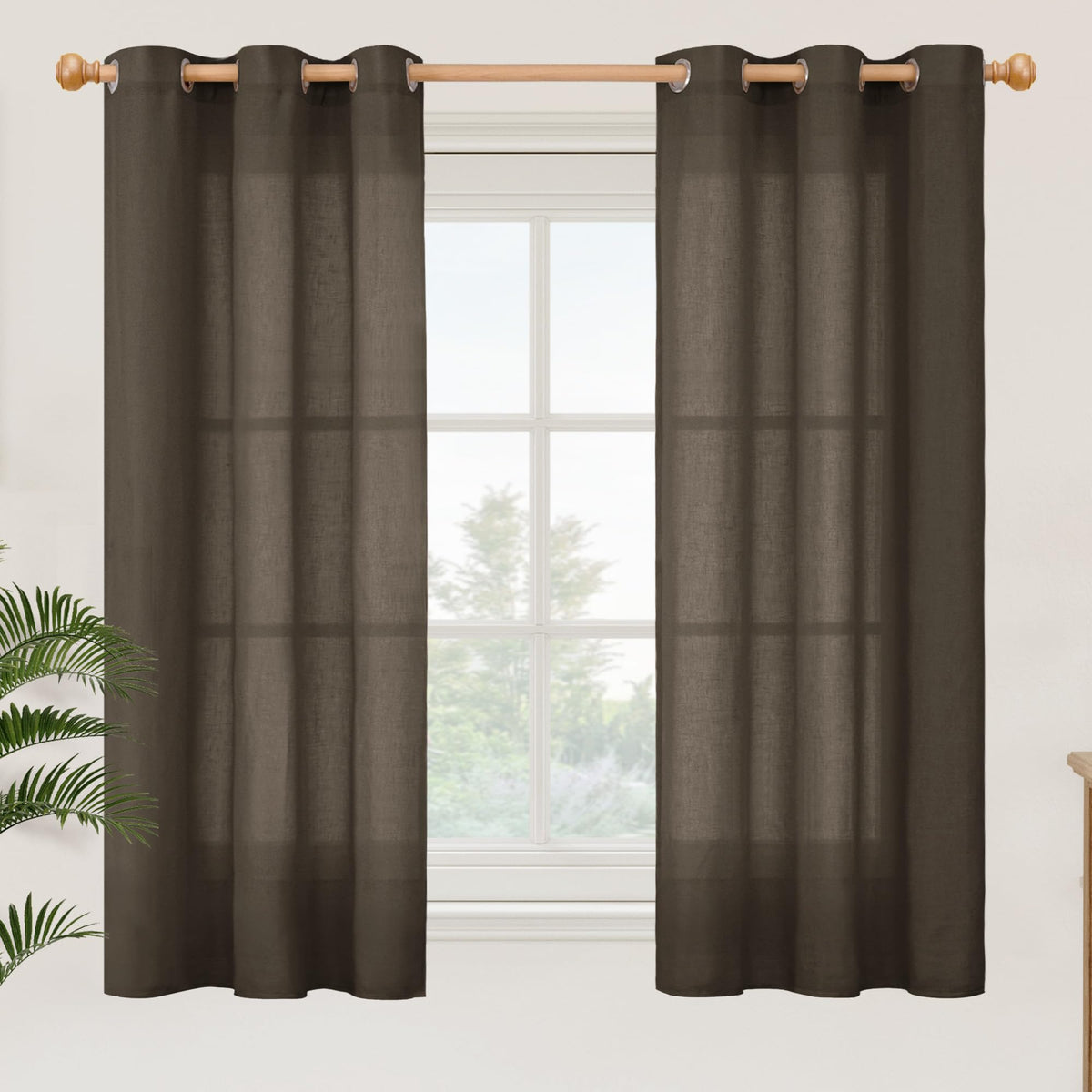 YoungsTex Linen Kitchen Window Curtains 40 Inch Length 2 Panels