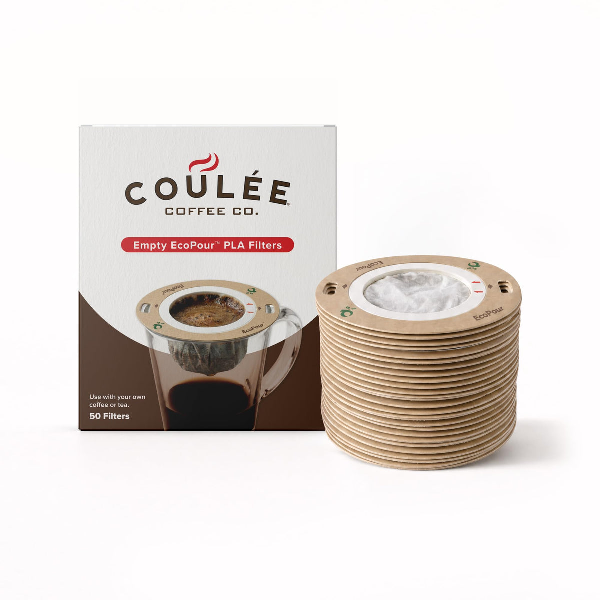 EcoPour All Paper Single-Serve Coffee Filters, Empty, 50 Pack