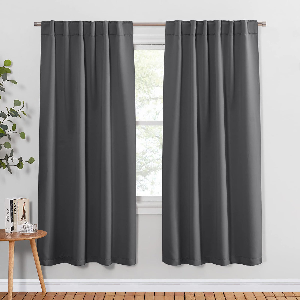 PONY DANCE Black Kitchen Blackout Curtains Over Sink, W 42 x L 45 inches