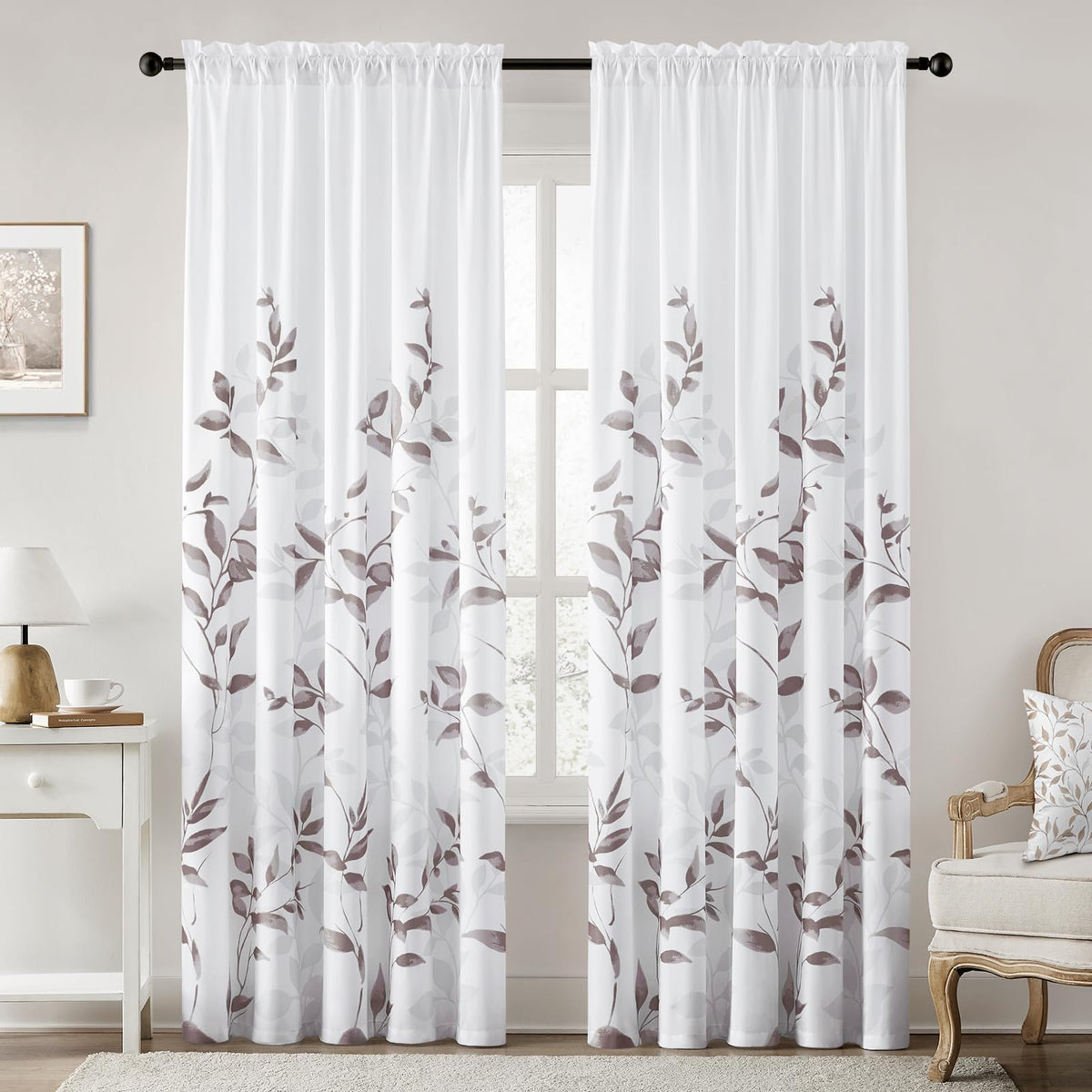 HOMEIDEAS Kitchen Curtains, Short Non-See-Through Privacy Curtains 30"X36"