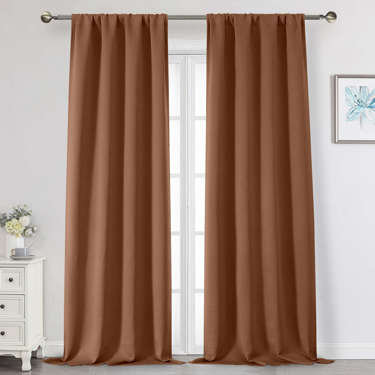 Black Cafe Blackout Curtains 36 Inch Length 2 Panels Set, Soft Solid Thermal Insulated Room Darkening Small Window Curtains for Kitchen Bathroom Basement, Black, Each, 40" Wx36 L