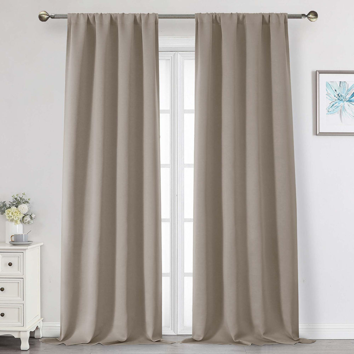 Black Cafe Blackout Curtains 36 Inch Length 2 Panels Set, Soft Solid Thermal Insulated Room Darkening Small Window Curtains for Kitchen Bathroom Basement, Black, Each, 40" Wx36 L