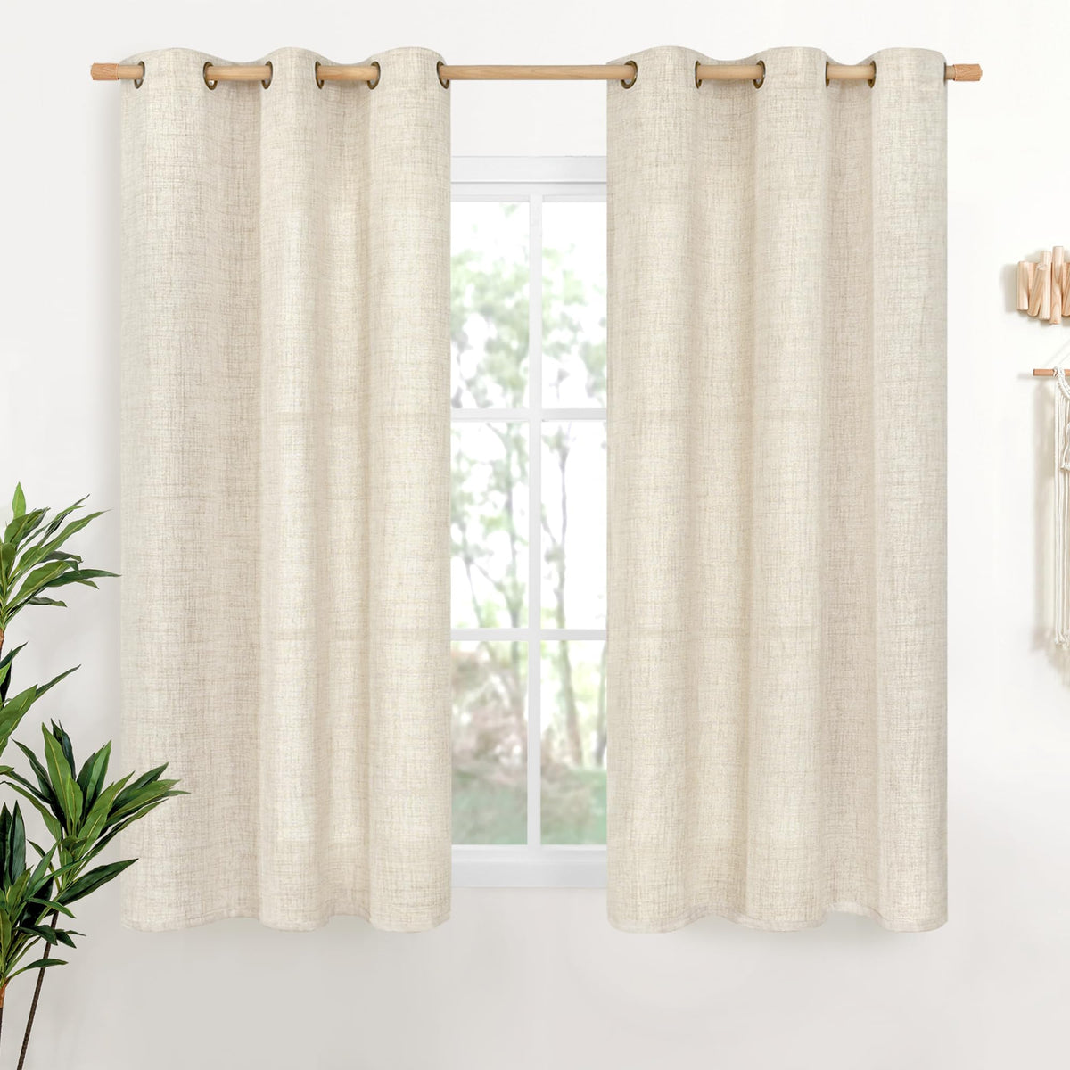YoungsTex Linen Kitchen Window Curtains 40 Inch Length 2 Panels