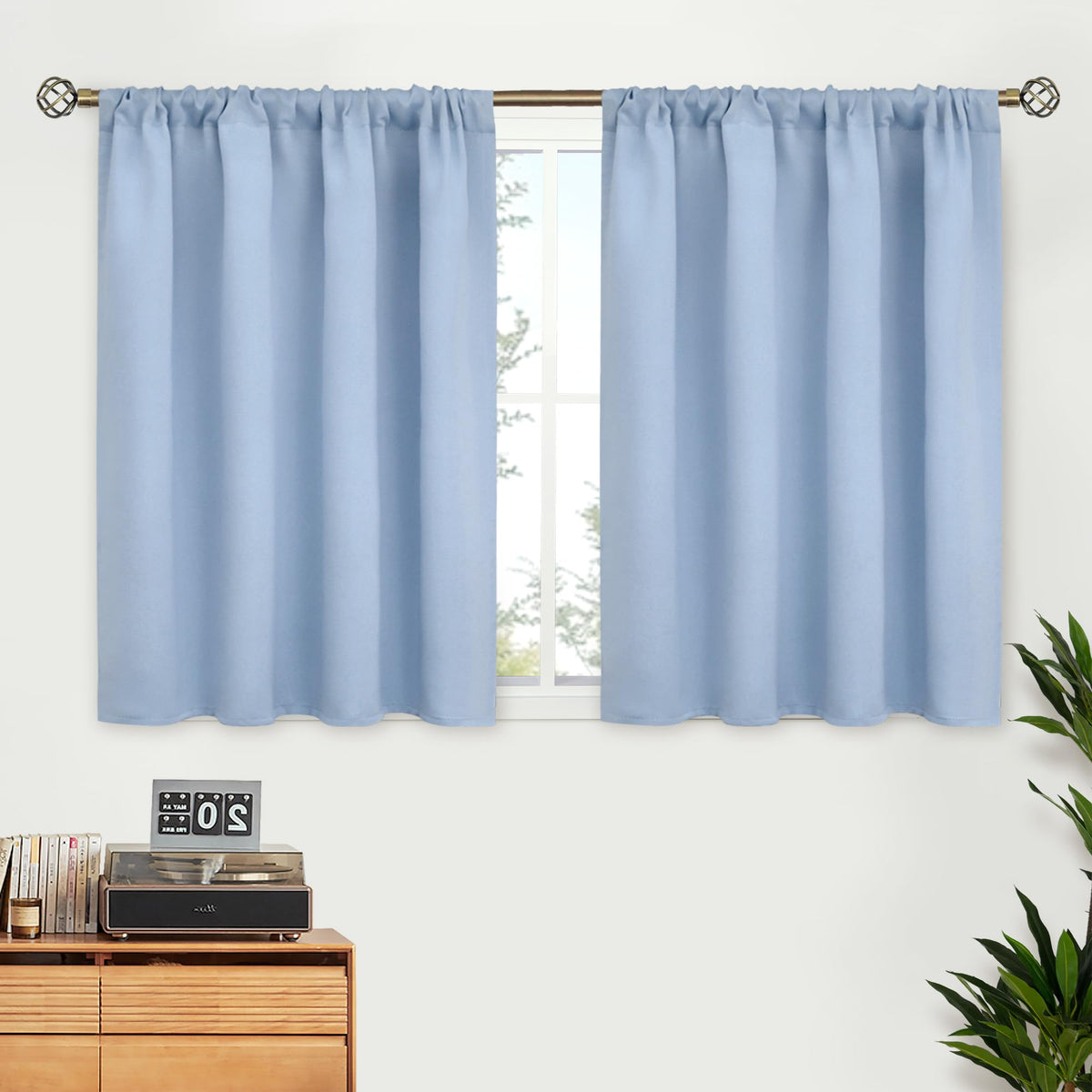BGment Black Blackout Curtains 40 Inches Long for Kitchen Window 2 Panels