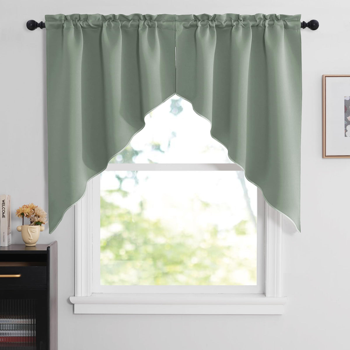 NICETOWN Burgundy Swag Curtains for Kitchen Over Sink 36 x 63 inches Long