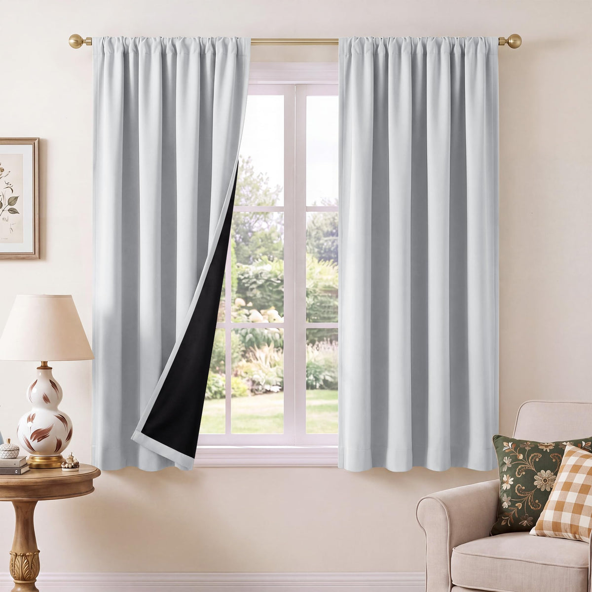 NICETOWN 100% Black Out Kitchen Curtains 36 Inch Length, W52xL36, 2 Panels