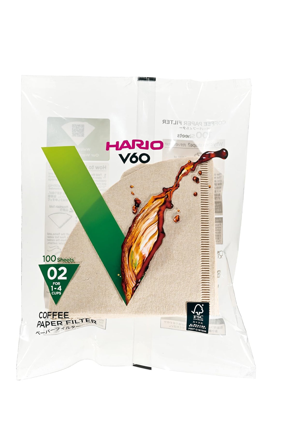 Hario V60 Paper Coffee Filter, Size 02, Natural, 200ct