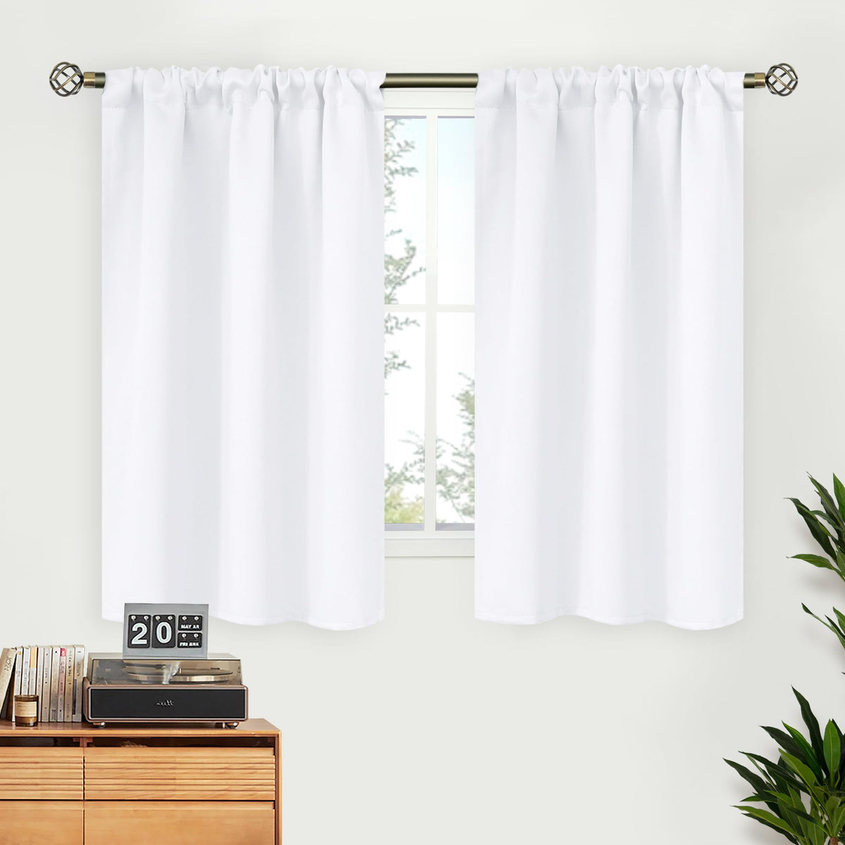 BGment Black Blackout Curtains 40 Inches Long for Kitchen Window 2 Panels