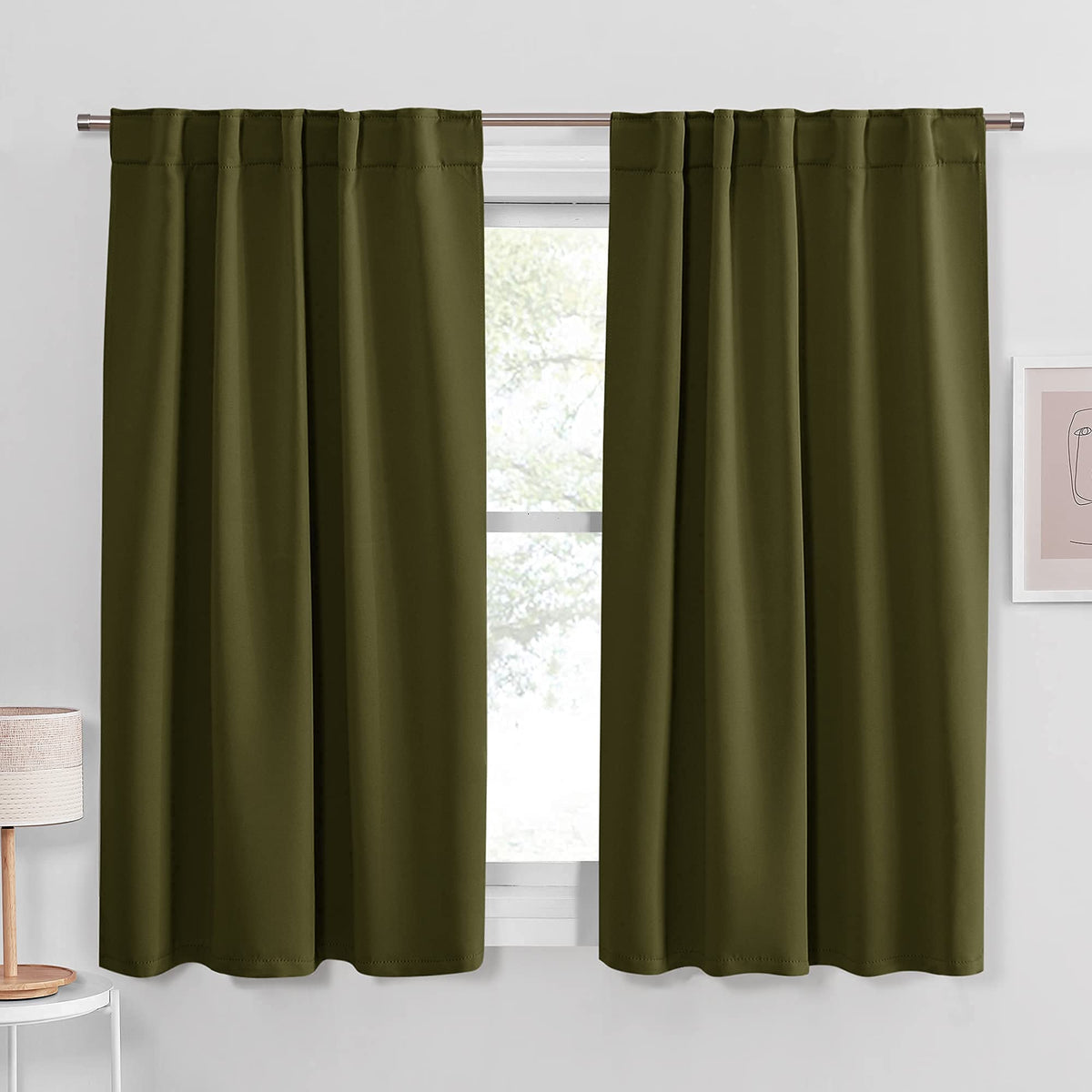 PONY DANCE Black Kitchen Blackout Curtains Over Sink, W 42 x L 45 inches
