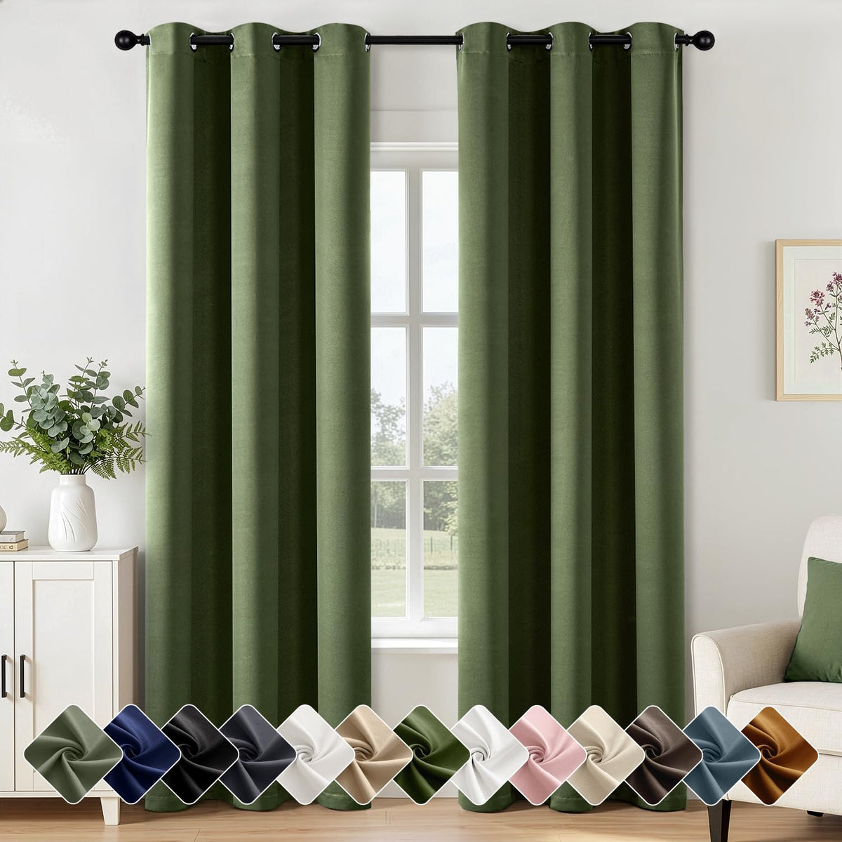 Short Navy Blue Blackout Kitchen Curtain W40 x L45 Inch 2 Panels
