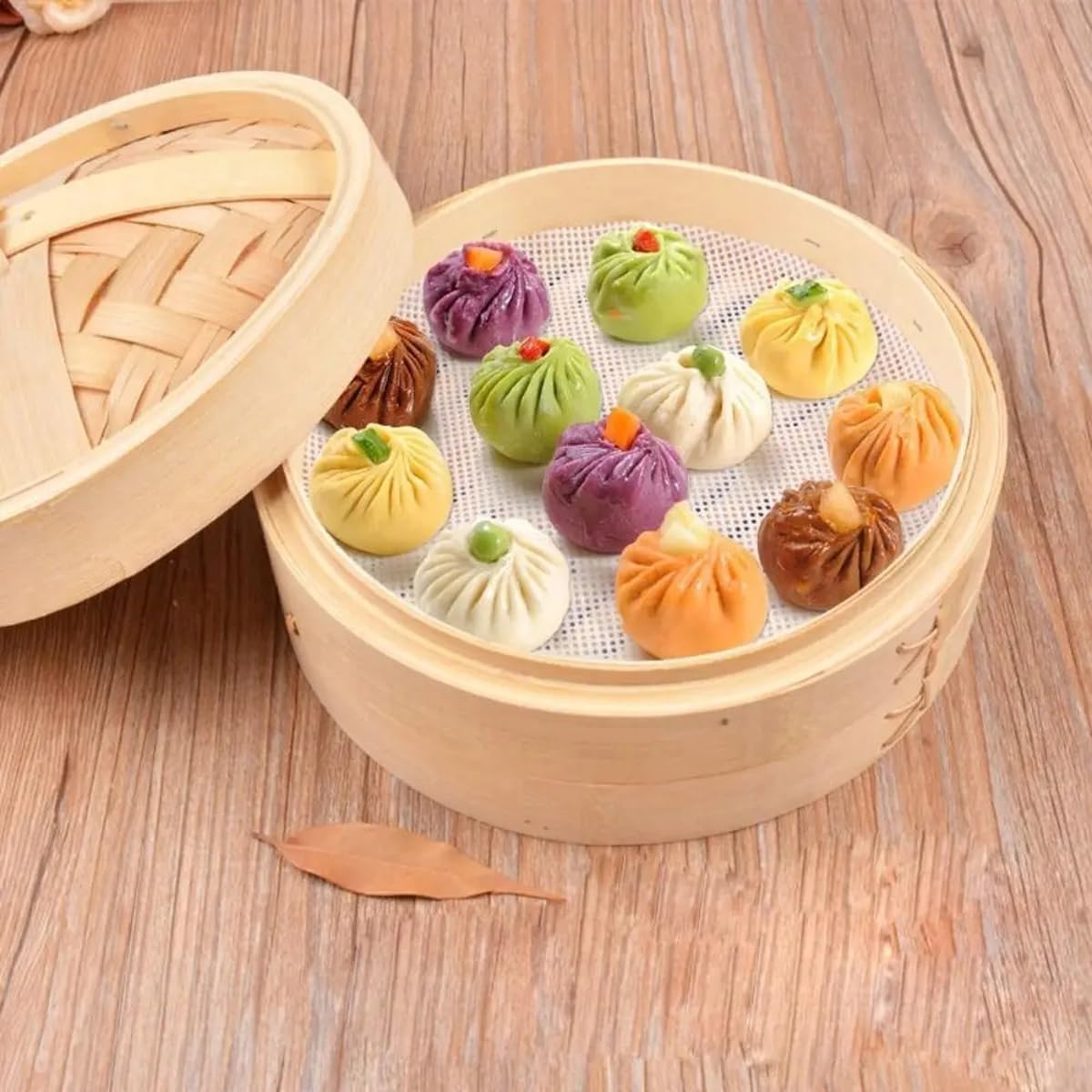 12.6 Inch Round Silicone Steamer Liners, Food Grade Silicone Baking Mats Dumplings Buns Mat Pastry Dim Sum Mesh for Home Cooking