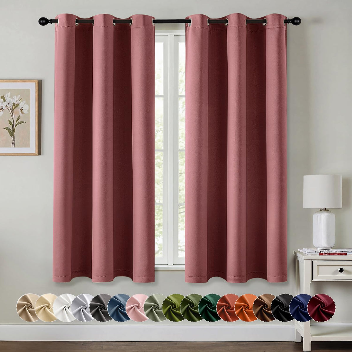 MIULEE Blackout Curtains for Bedroom 2 Panels 40 x 63 Inch Long Black