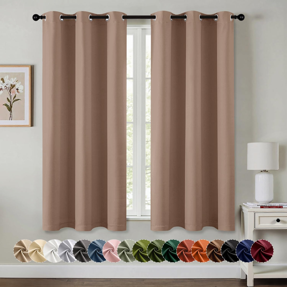 MIULEE Blackout Curtains for Bedroom 2 Panels 40 x 63 Inch Long Black