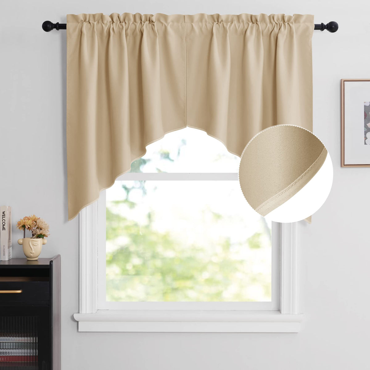 NICETOWN Burgundy Swag Curtains for Kitchen Over Sink 36 x 63 inches Long
