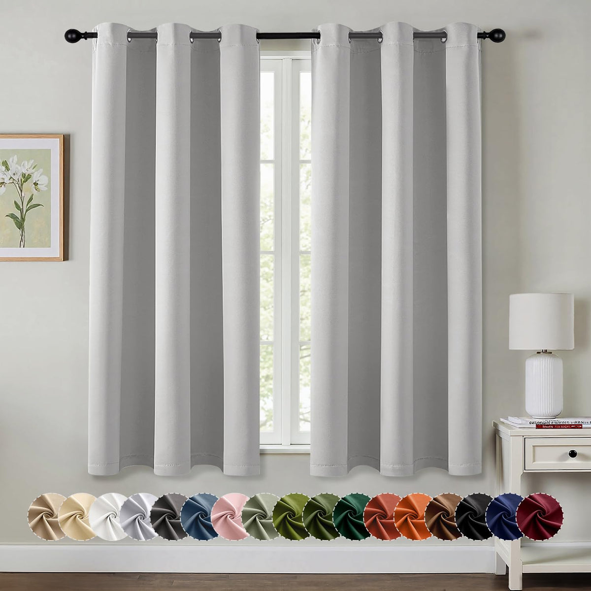 MIULEE Blackout Curtains for Bedroom 2 Panels 40 x 63 Inch Long Black