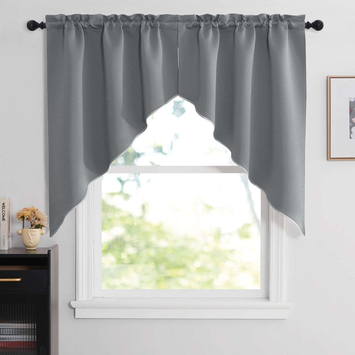 NICETOWN Burgundy Swag Curtains for Kitchen Over Sink 36 x 63 inches Long
