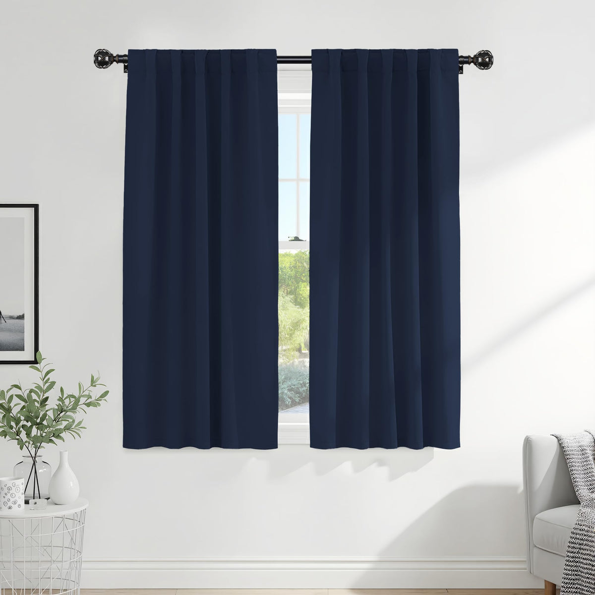 PONY DANCE Black Kitchen Blackout Curtains Over Sink, W 42 x L 45 inches