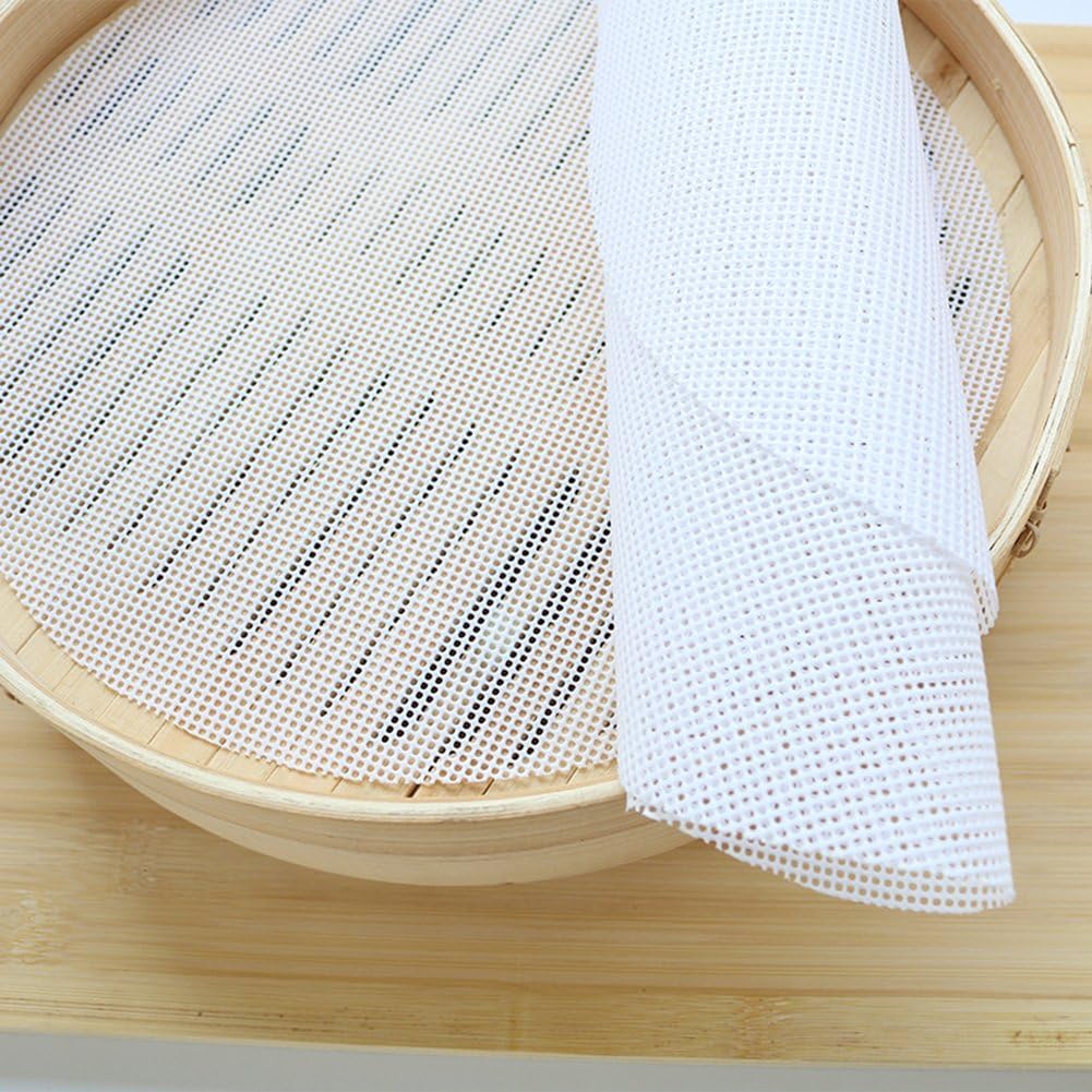 INCHANT Silicone Steamer Mesh Mats, Reusable Non-Stick Round Steamer Pad, Steamed Buns Baking Pastry Mat, 40cm in Diameter, Set of 3