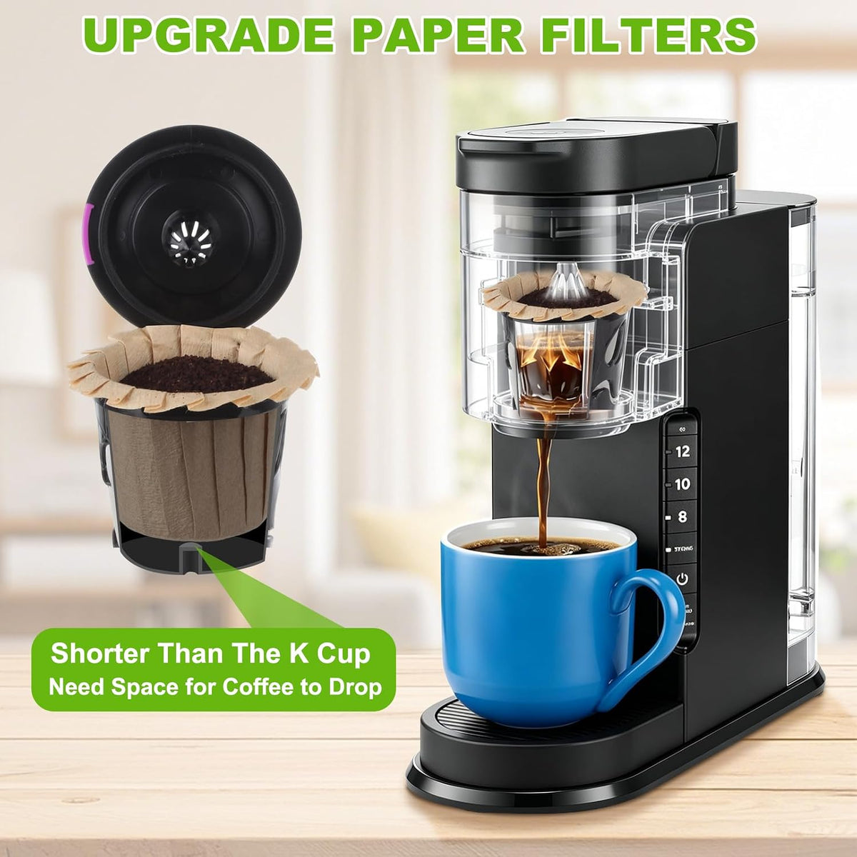 Disposable K Cup Paper Coffee Filters, 300 Count Replacement Paper Filters
