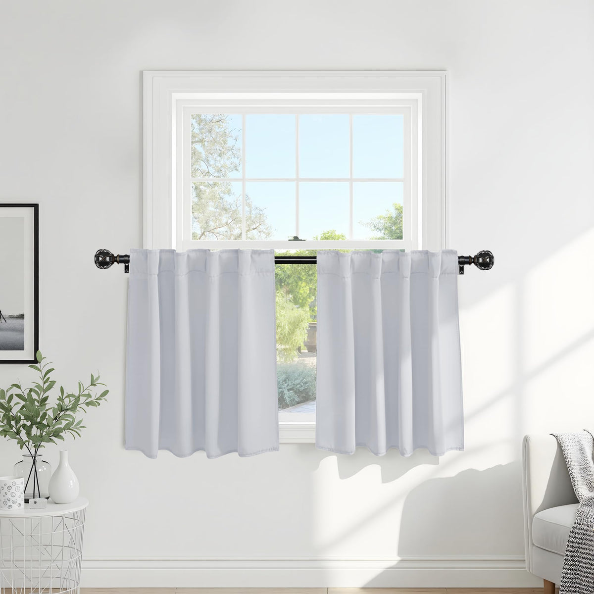 PONY DANCE Black Kitchen Blackout Curtains Over Sink, W 42 x L 45 inches