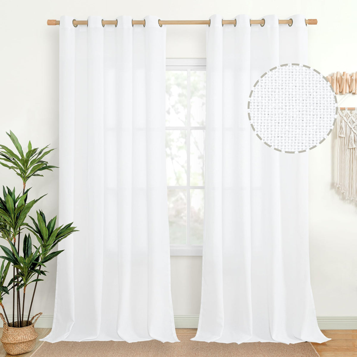 YoungsTex Linen Kitchen Window Curtains 40 Inch Length 2 Panels