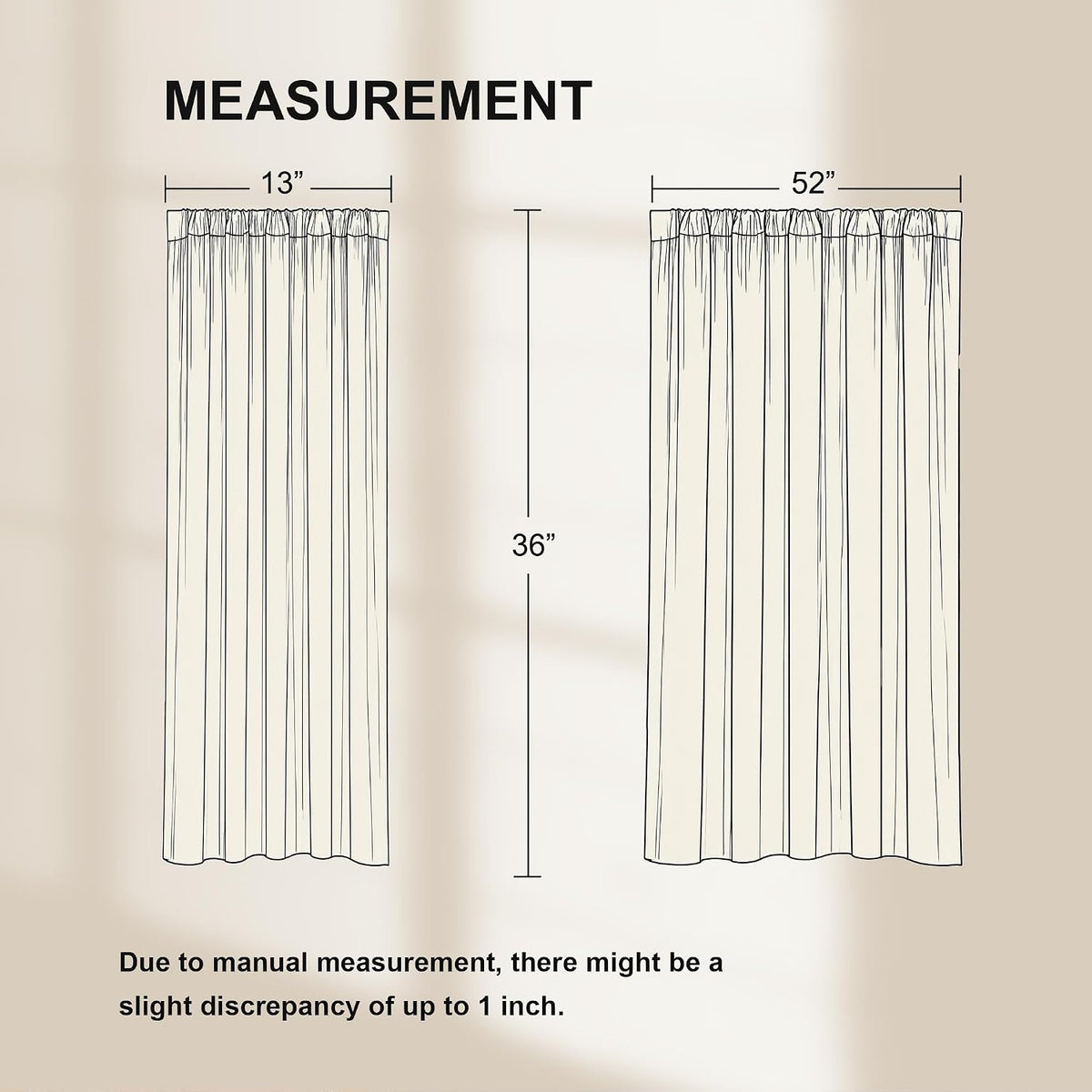 NICETOWN 100% Black Out Kitchen Curtains 36 Inch Length, W52xL36, 2 Panels