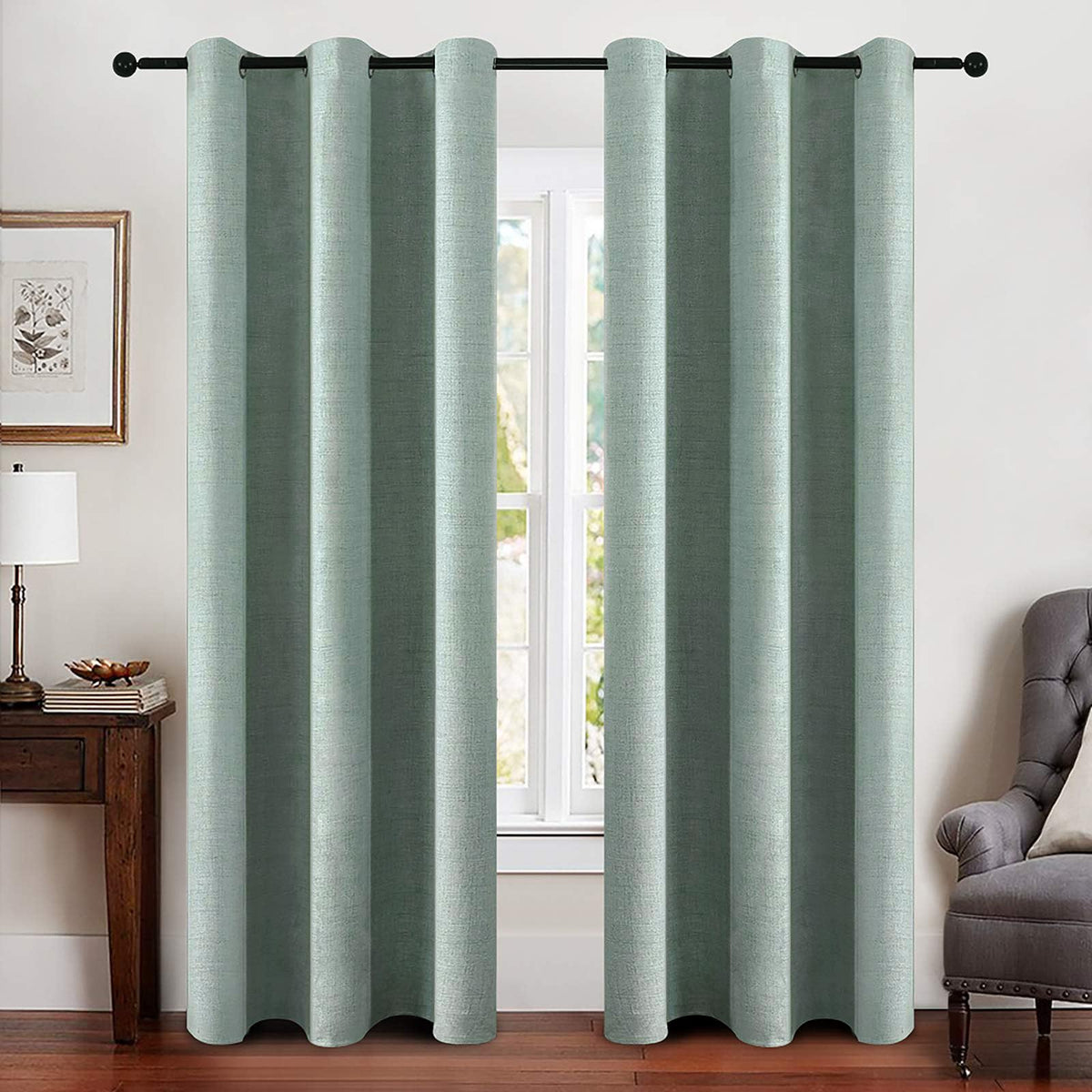 MIULEE 100% Blackout Linen Curtains for Bedroom 52x54 Inches Natural Beige