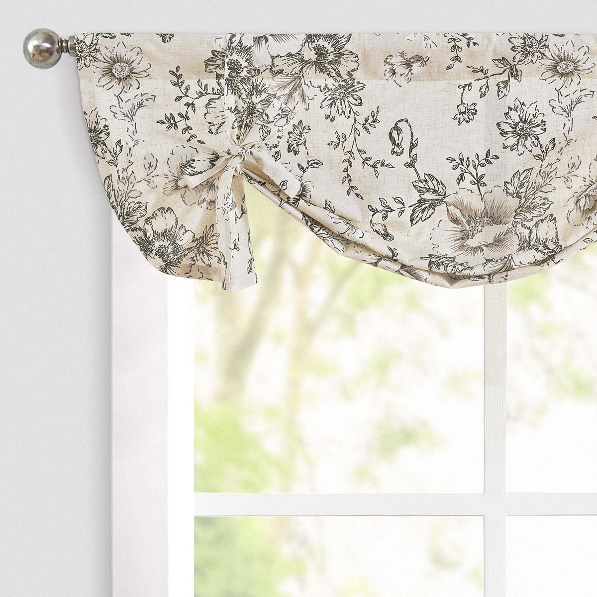 jinchan Swag Valance for Windows 36 Inch Length Farmhouse 2 Panels Beige