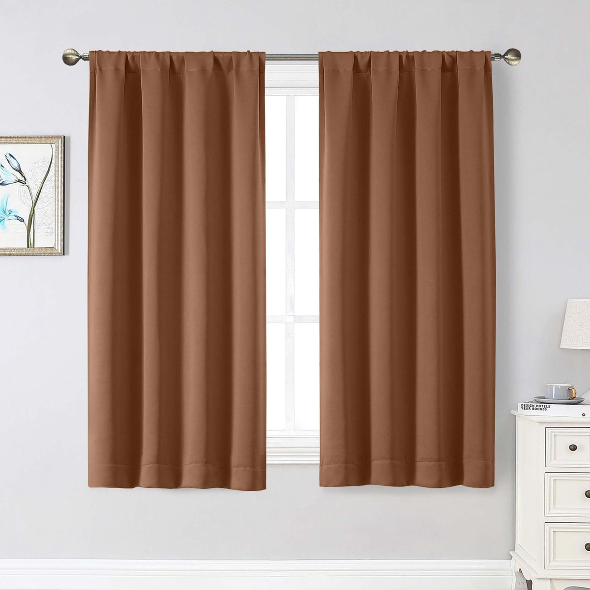 Black Cafe Blackout Curtains 36 Inch Length 2 Panels Set, Soft Solid Thermal Insulated Room Darkening Small Window Curtains for Kitchen Bathroom Basement, Black, Each, 40" Wx36 L