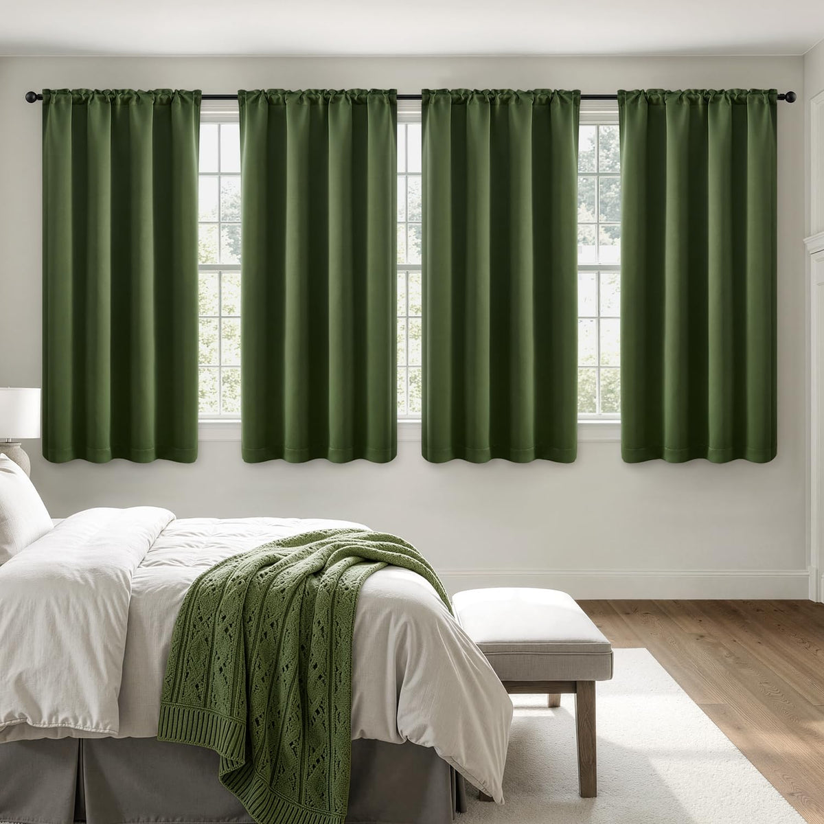 MIULEE Short 36 Inch Blackout Kitchen Window Curtain Black Set of 4 Panels