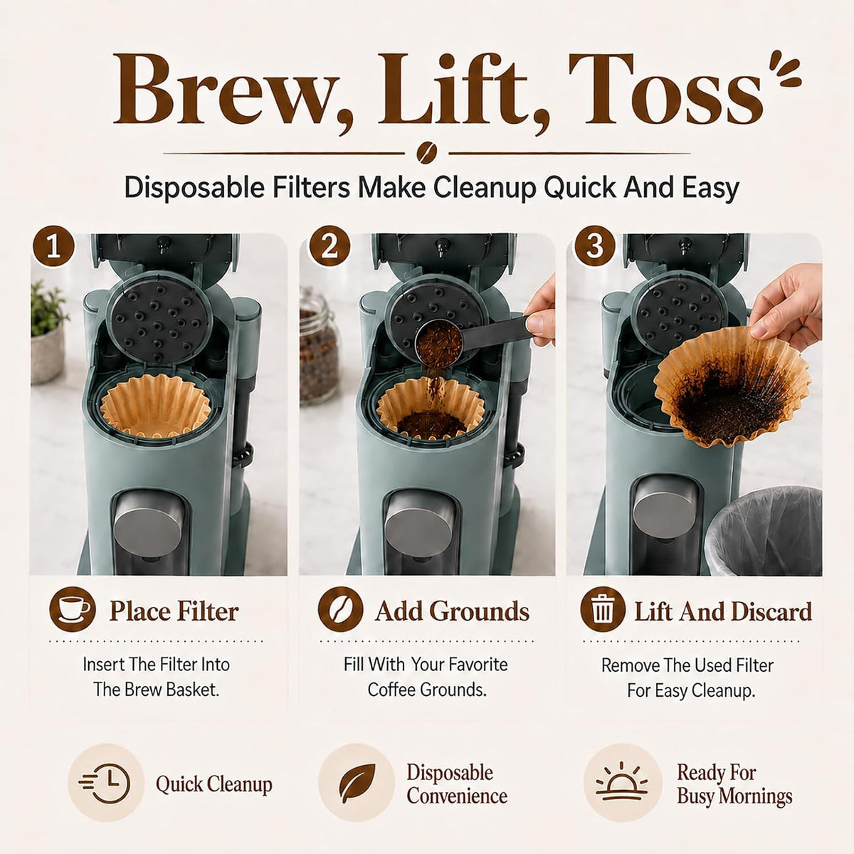 Disposable Paper Coffee Filters for Ninja Single Serve Coffee Maker 210Pcs