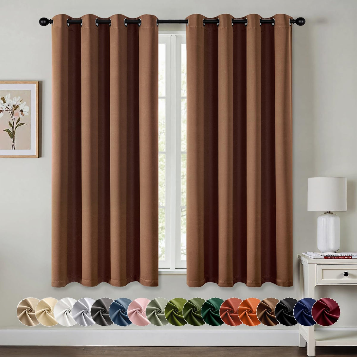 MIULEE Blackout Curtains for Bedroom 2 Panels 40 x 63 Inch Long Black