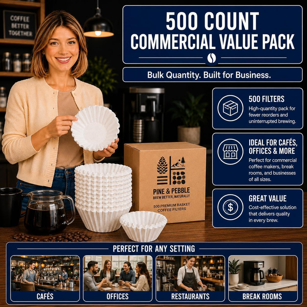 12-Cup Commercial Coffee Filters, 500 Count