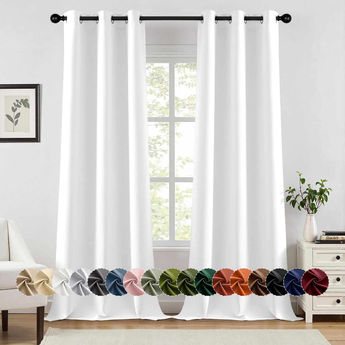 MIULEE Blackout Curtains for Bedroom 2 Panels 40 x 63 Inch Long Black
