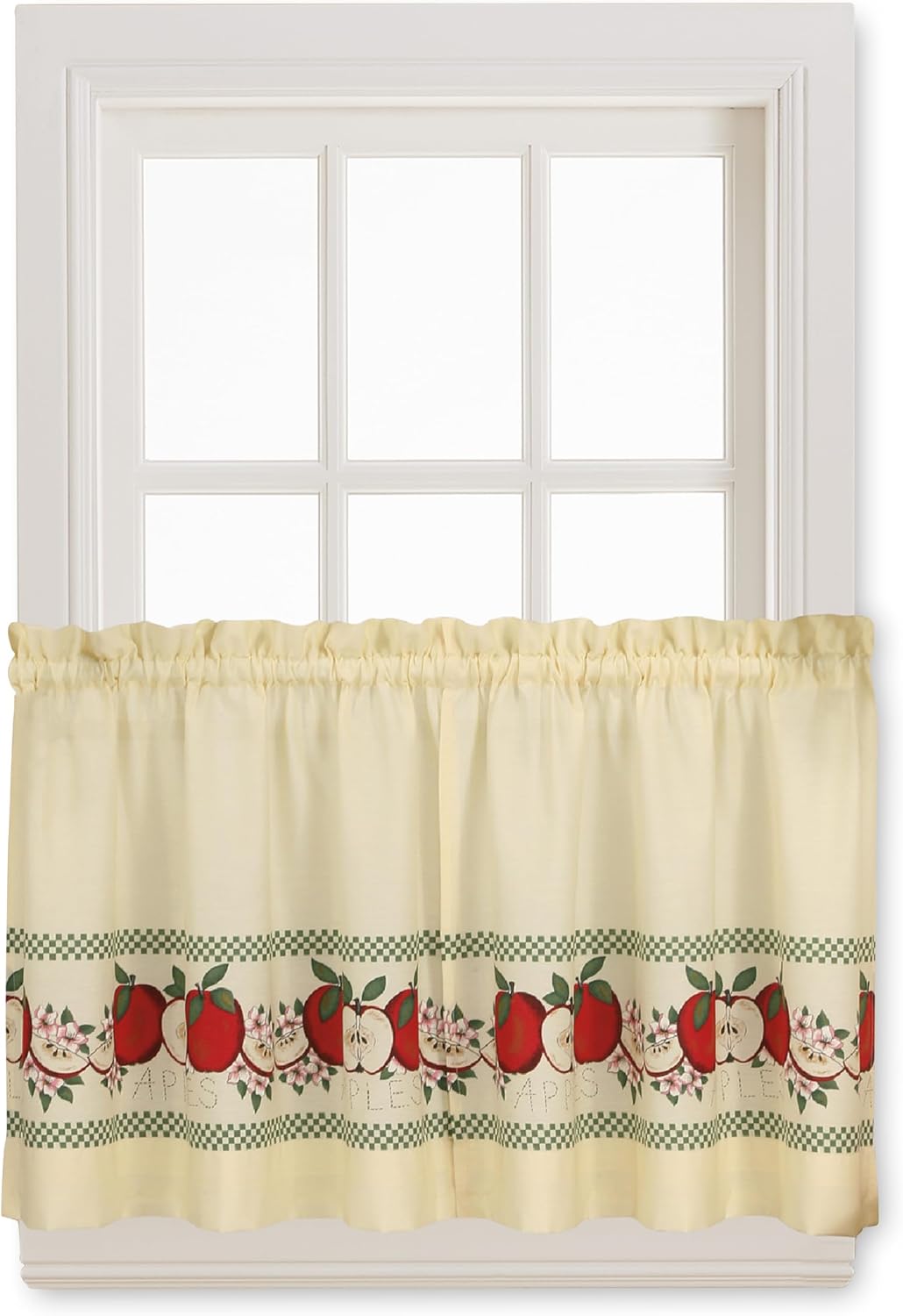 CHF & You Red Delicious Country Apples 3-Piece Window Curtain Tier Set, Ivory, 56-Inch X 24-Inch, Multi Color