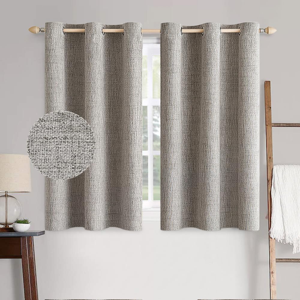 MIULEE 100% Blackout Linen Curtains for Bedroom 52x54 Inches Natural Beige