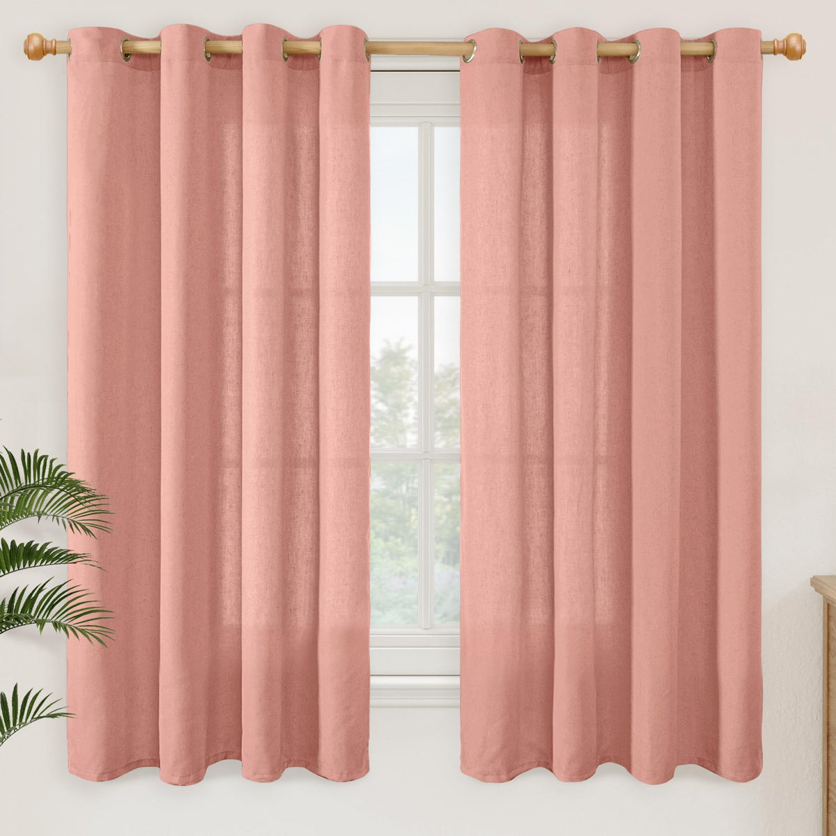 YoungsTex Linen Kitchen Window Curtains 40 Inch Length 2 Panels
