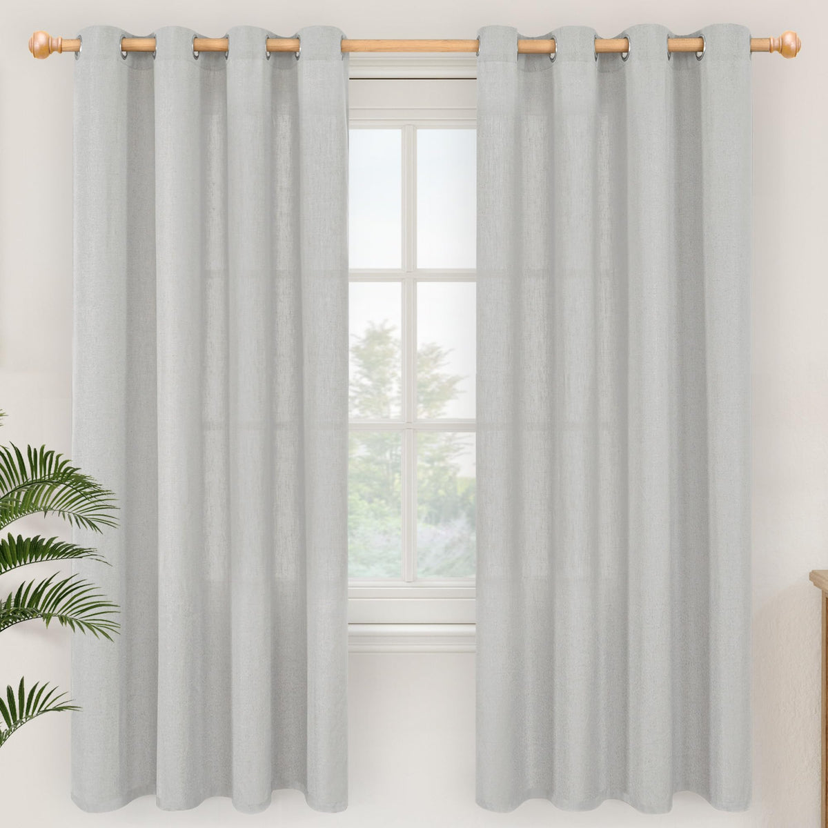 YoungsTex Linen Kitchen Window Curtains 40 Inch Length 2 Panels