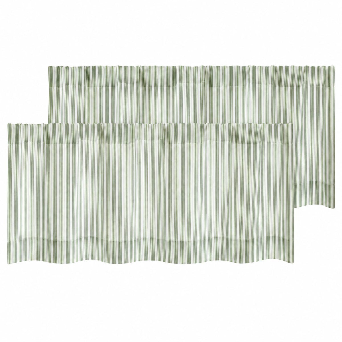 Chyhomenyc Striped Short Curtains 36 Inch Length - Light Filtering Faux Linen Living Room Tier Half Window Curtains, Farmhouse Modern Boho Curtain for Bathroom, 30Wx36L, 2 Pieces, Stone Blue