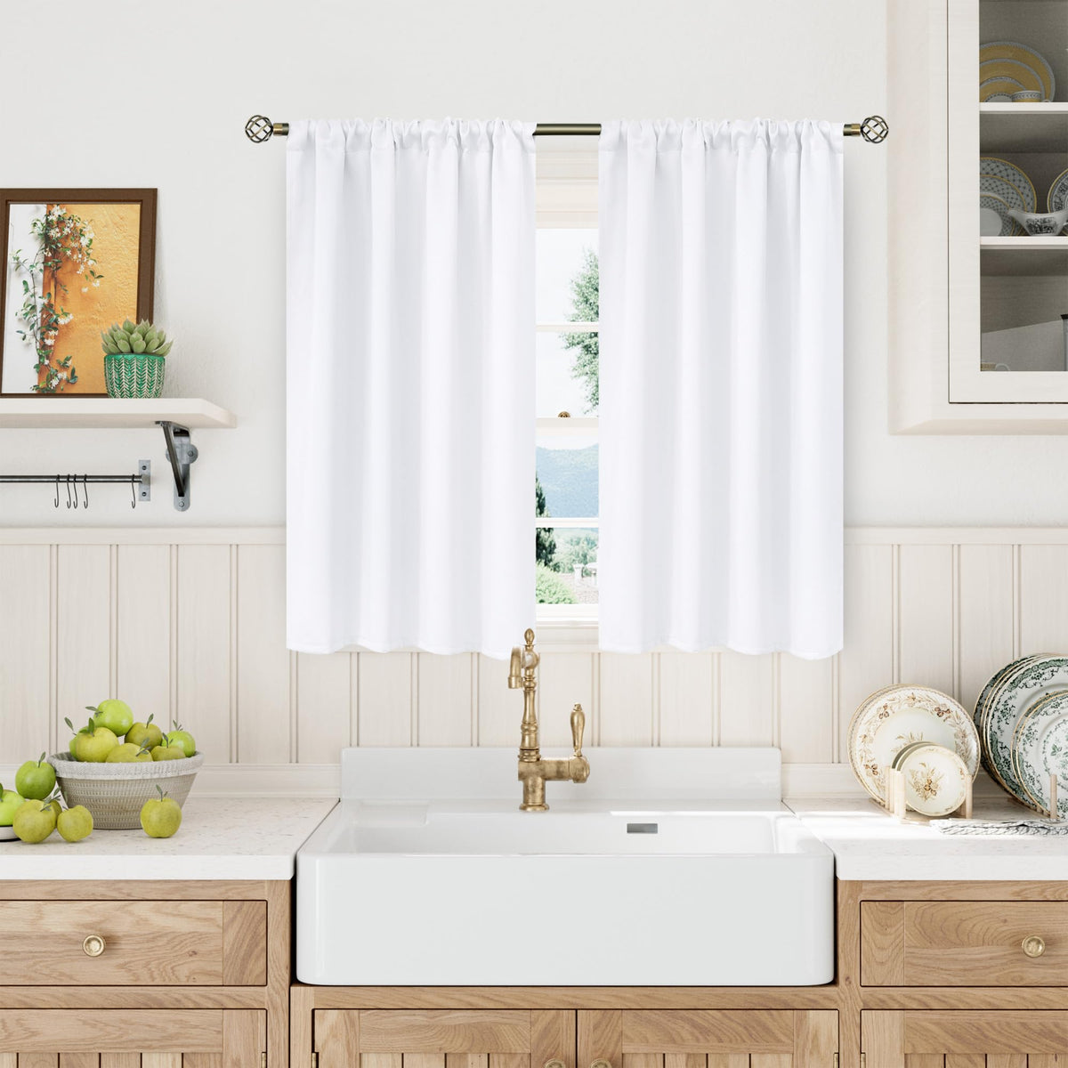 BGment Black Blackout Curtains 40 Inches Long for Kitchen Window 2 Panels